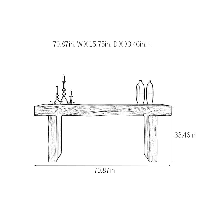 Krafick, H 33,46 po x l 70,87 po x P 15,75 po