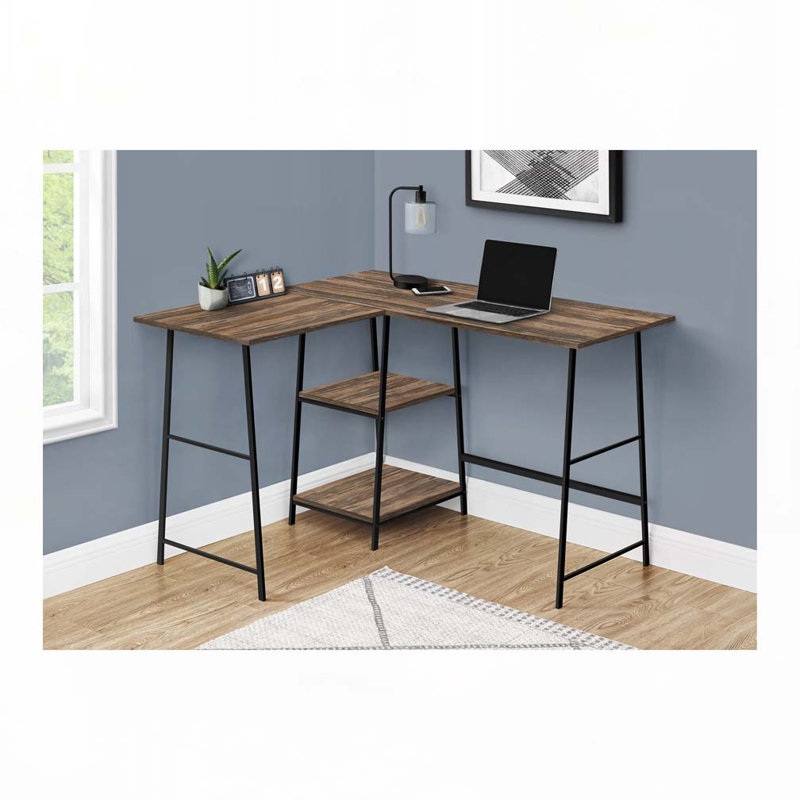 Bureau d'ordinateur en L Home Office, Brun / Noir