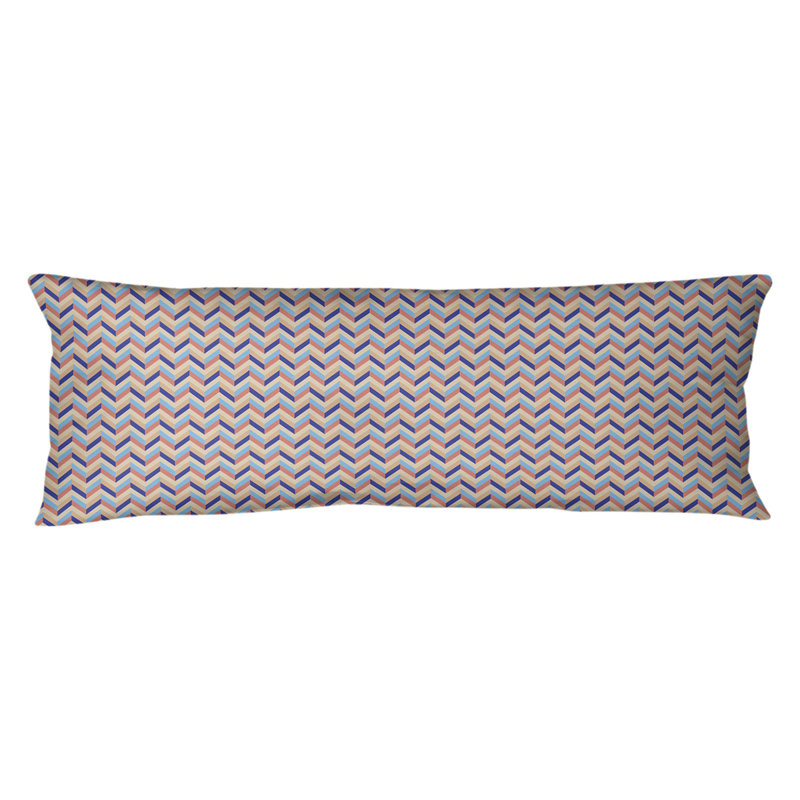 Coussin lombaire chevron, Orange et bleu marine, Bourre en polyester
