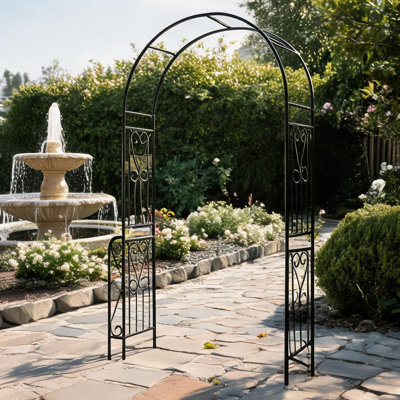 Treillis arqué de jardin en acier galvanisé, mesurant 55 x 14,5 x 94,5 po