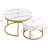 Rotating Round High Gloss Marble Pattern Round Side Table Set (Set Of 2)