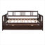 Versatile Multi-functional Solid Wood Full Size Platform Daybed With Twin Pull-Out Trundle, Wood-Tone Brown