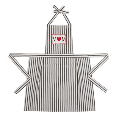 Mom Heart Embroidered Kitchen Apron