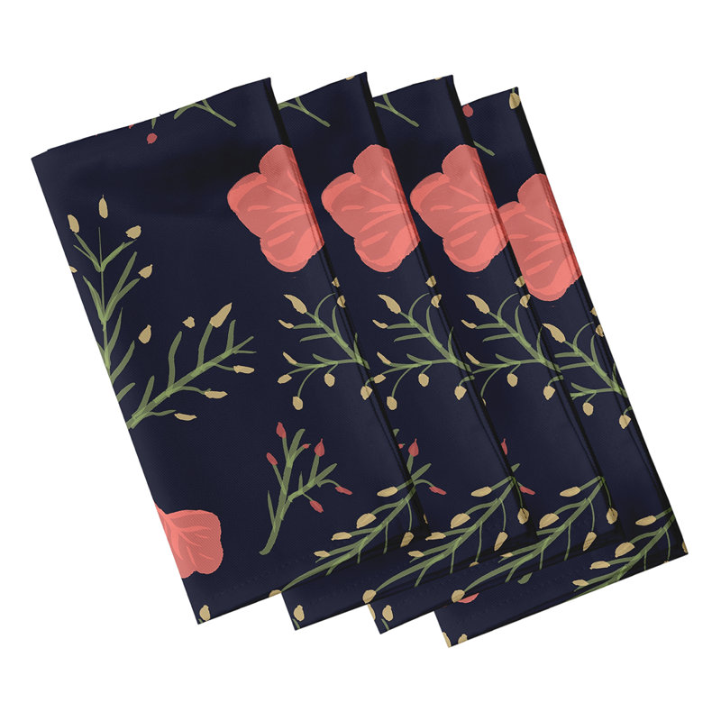 Chrishanda Spring Blooms Napkins, Navy