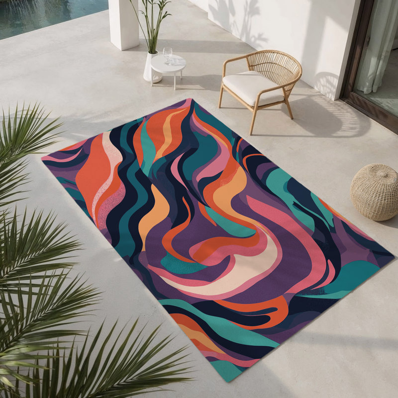 Tapis d'intérieur et d'extérieur Neon Reverb, Rectangulaire 8 pi x 10 pi