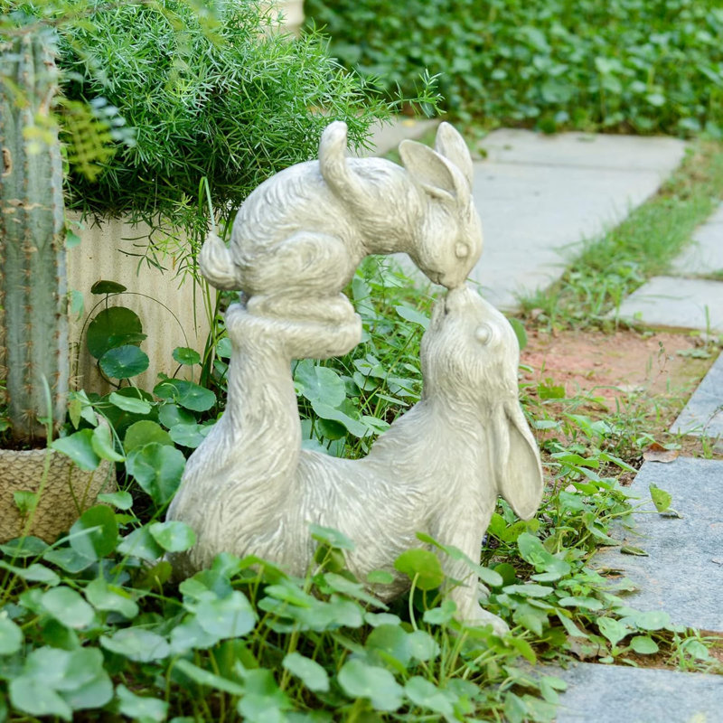 Figurines de jardin - Figurines de collection de jardin en forme de lapin qui s'embrasse - Décoration de jardin