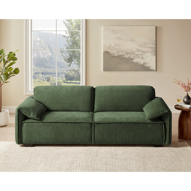 Coniglio 95'' Upholstered Sofa, Green 100% Polyester