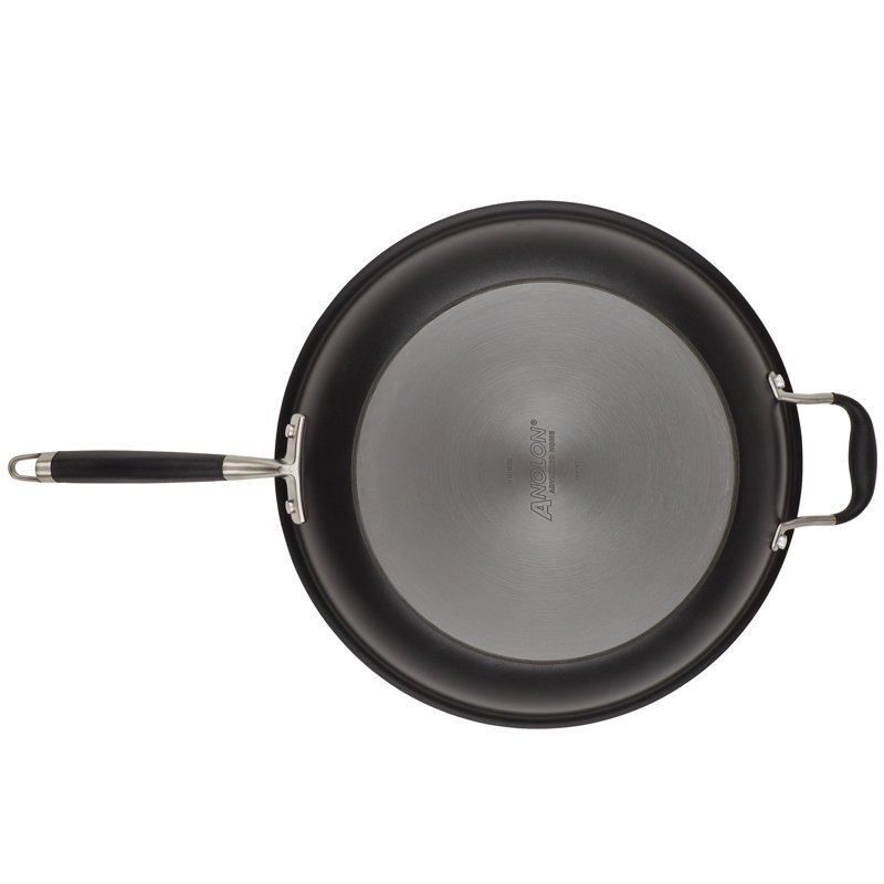14.5-Inch Black Aluminum Nonstick Frying Pan with Helper Handle