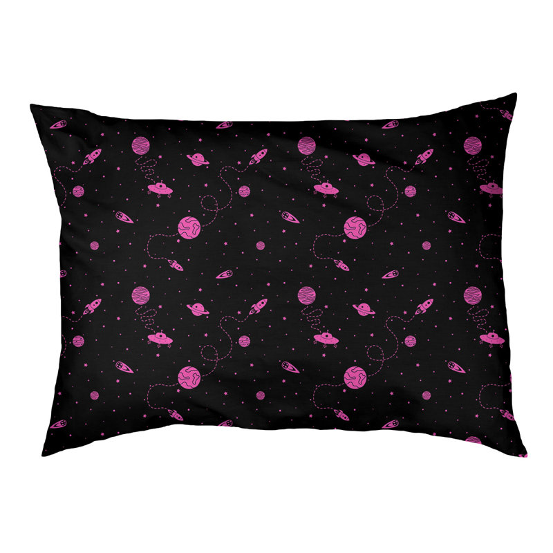 Coussin extérieur pour chien extérieur space Byrge, Moyen (L 29,5 po x P19,5 po x H 9,5 po), Noir / Rose