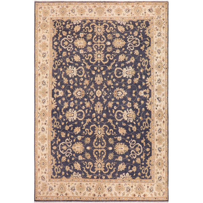 Tapis brun foncé / ivoire en laine noué à la main 9 pi 9 po x 9 pi 10 po Abbigail Southwestern