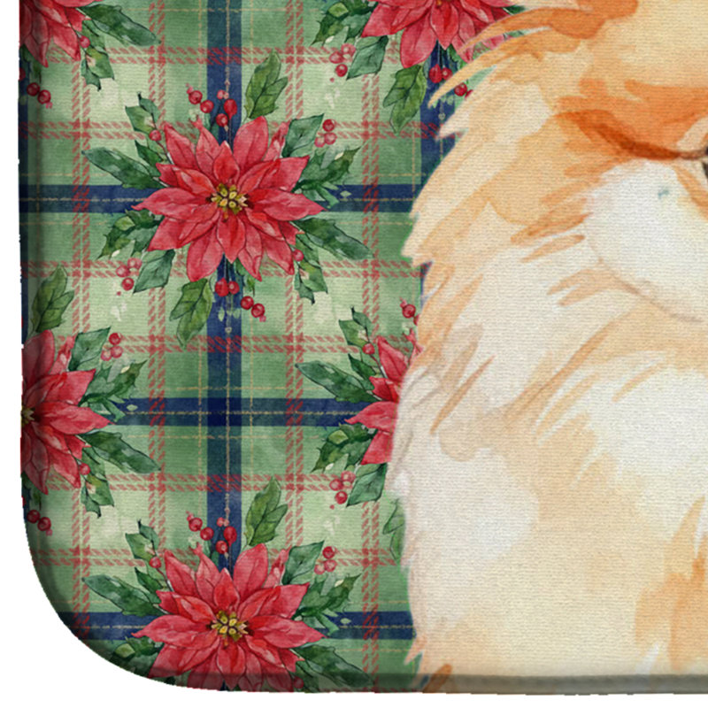 Tapis de vaisselle Pomeranian Christmas PoinsettIas