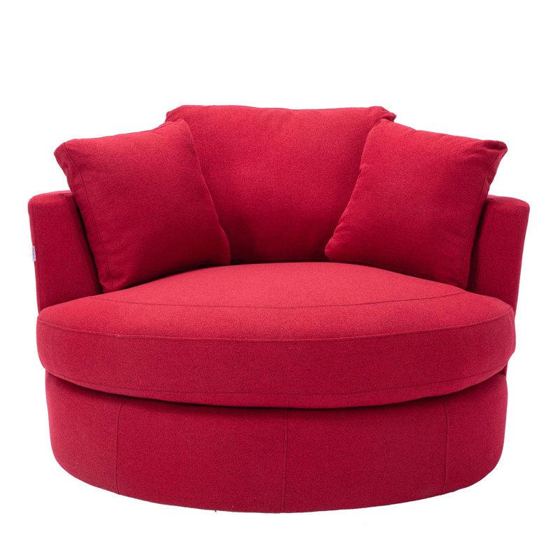 Fauteuil demi-tonneau Modern Akili, Lin rouge