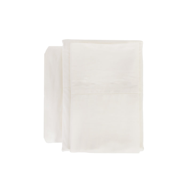 Ensemble de draps 100% satin de coton Classico, Ivoire, Ensemble de draps lit simple + 1 taie d'oreiller
