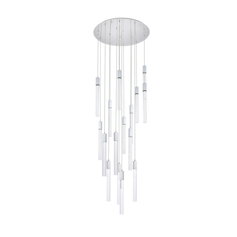 Luminaire suspendu rectangulaire à 16 lumières Aliha, Chrome