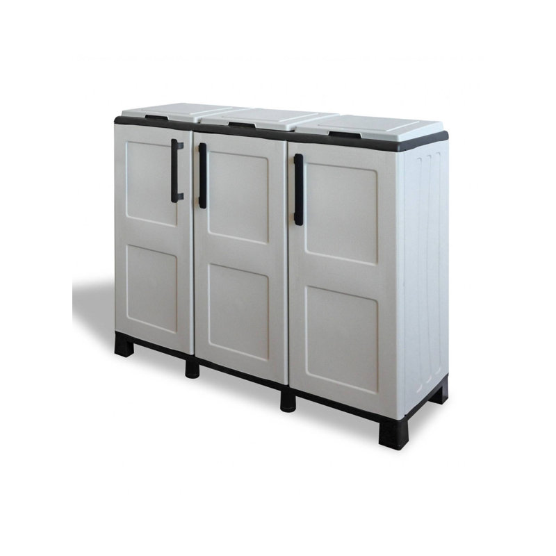 Acres Litter Cabinet, Cabinet Door 3 3-Door Bags, 100% Made In Italy, 102X37H90 Cm, Light Gray Color, Light Grey