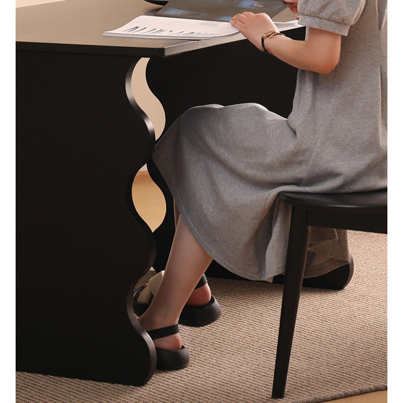 Modern and simple rectangular solid wood dining table, Black, 29.92"H x 31.5"W x 62.99"L