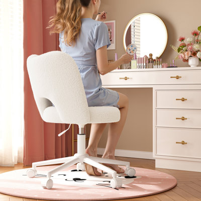 Upholstered Armless Home Office Desk Chair With Wheels by Ebern Designs