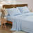 Blue and White Striped Sheet Set Queen Size, 100% Cotton Fitted Sheet Set with Deep Pockets, Crisp Cool Feeling, Ribbon Stripes Design, 4-Piece All Season Bedding-123229408-123229400