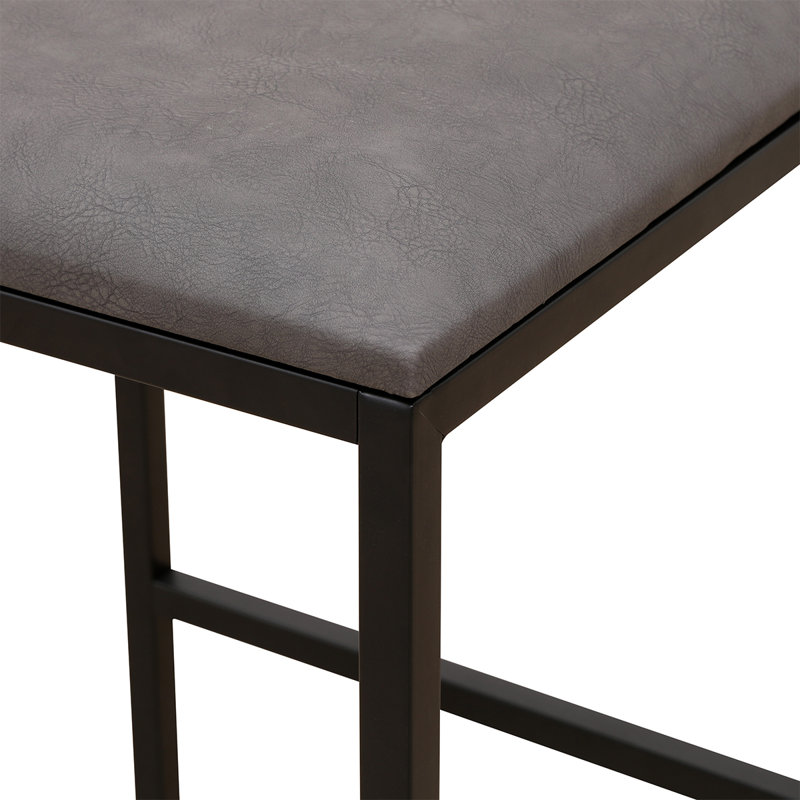 Ensemble de tabourets de bar rembourrés en similicuir avec dossier, Gris / noir