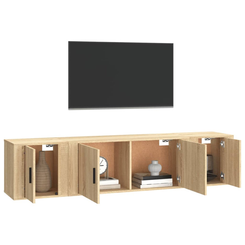 Lameen Unfinished Floating TV Stand for TVs up to 78", Sonoma Oak