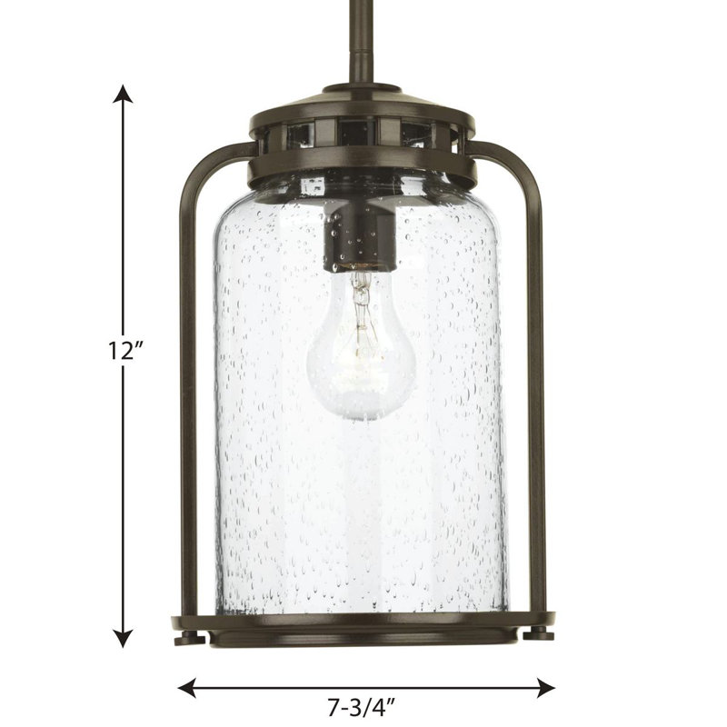 Lanterne suspendue d'extérieur 1 lumière Datev Bronze antique, H 12 po x l 7,75 po