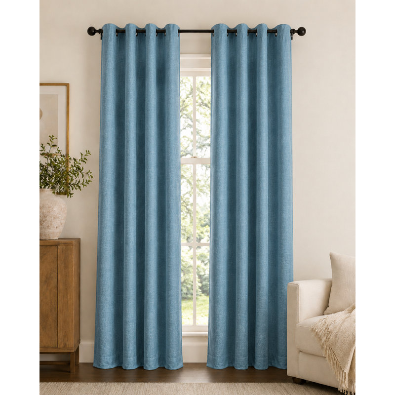 Paire de rideaux occultant et isolant avec œillets Desai, Bleu, L 50 po x L 108 po