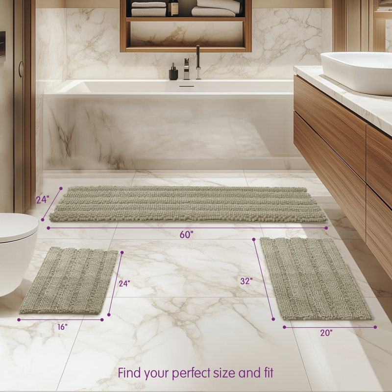 Tapis pour salle de bain Chenault, Simple - L 60 po x l 24 po, Taupe
