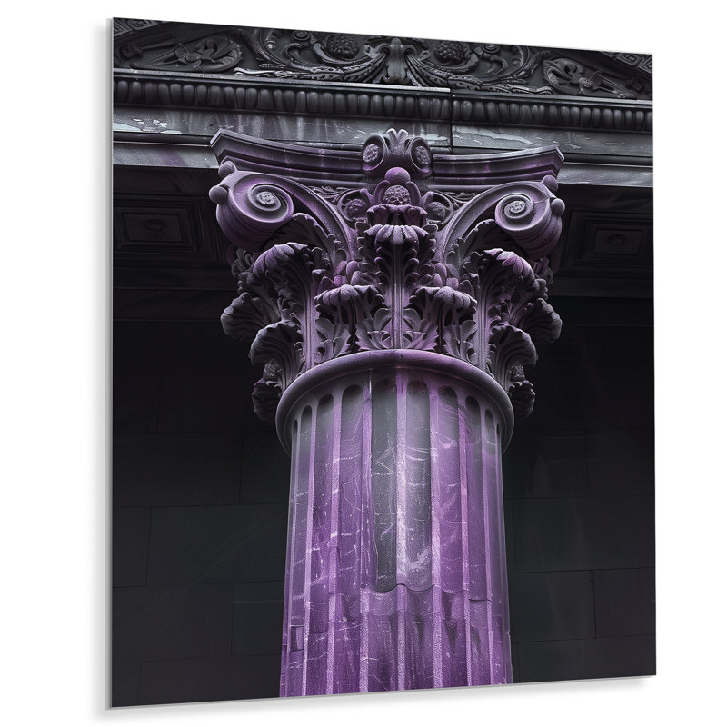 «Green White Greek Monument», reproduction d'art mural, Sans cadre, métal, H 16 po x l 32 po