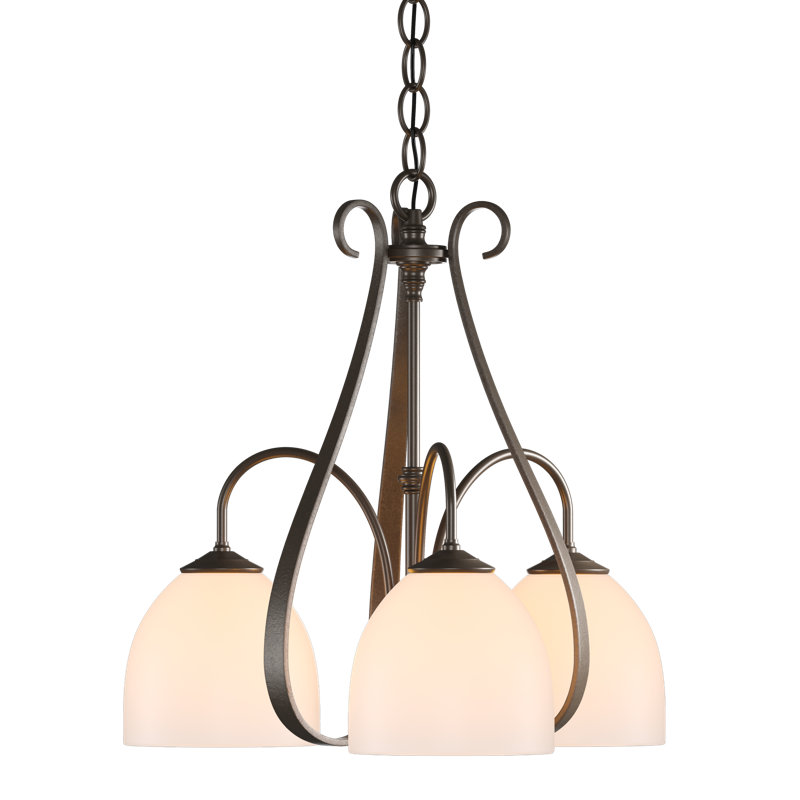 Sweeping Taper 3 - Light Shaded Classic/Traditional Chandelier, Bronze, Opal Glass