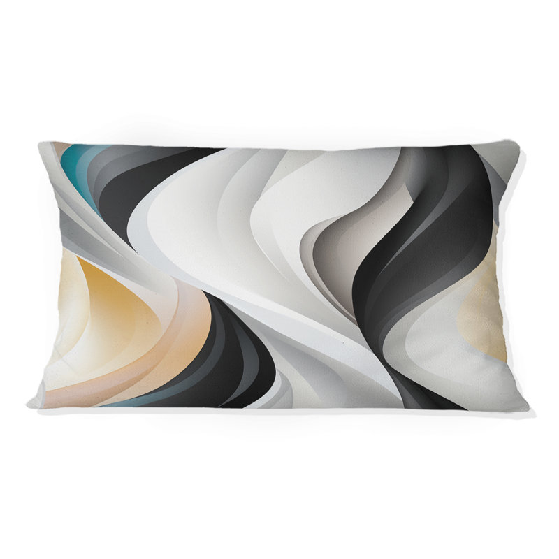 Monochrome Reflections III - Geometric Polyester Pillow