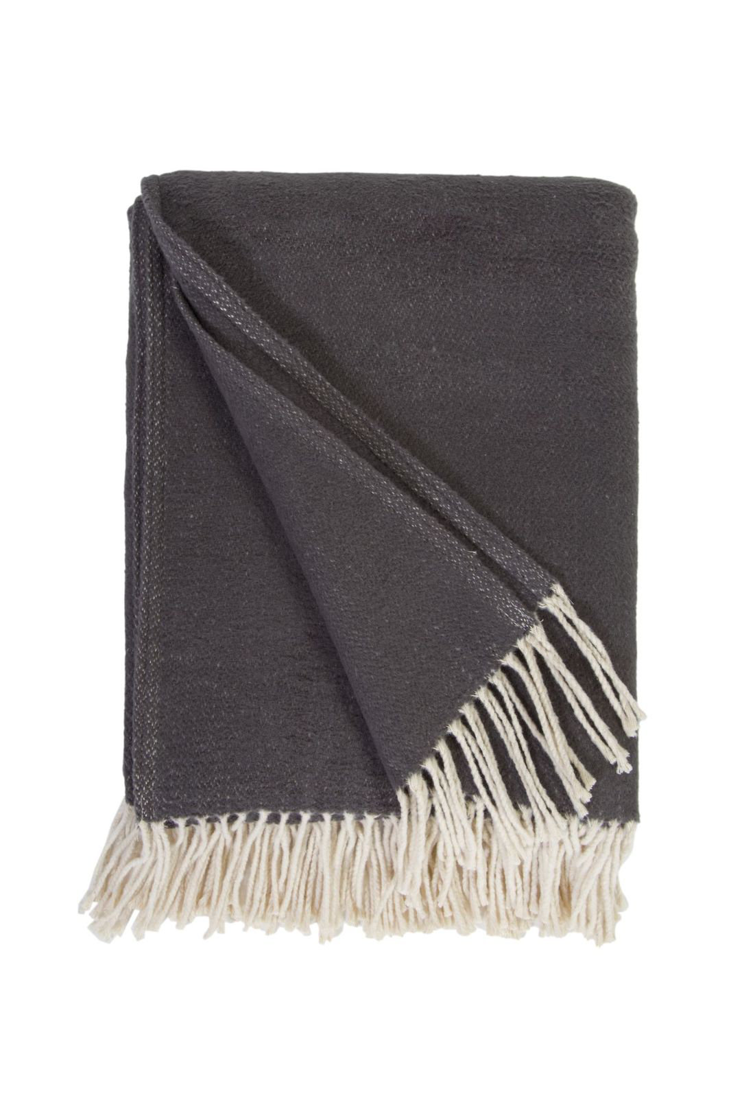 Mandy Cotton Hand Woven Throw Blanket, Charcoal 