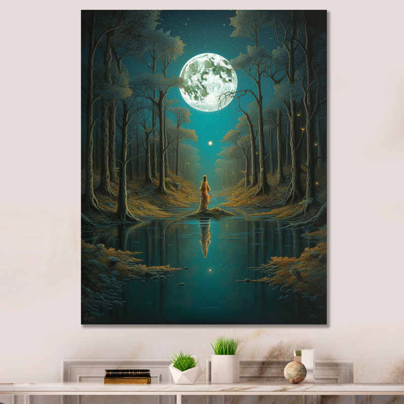 «Solitude Full Moon Wandering Endless Forest», reproduction d'art sur toile, H 20 po x l 12 po x P 1 po, Toile tendue