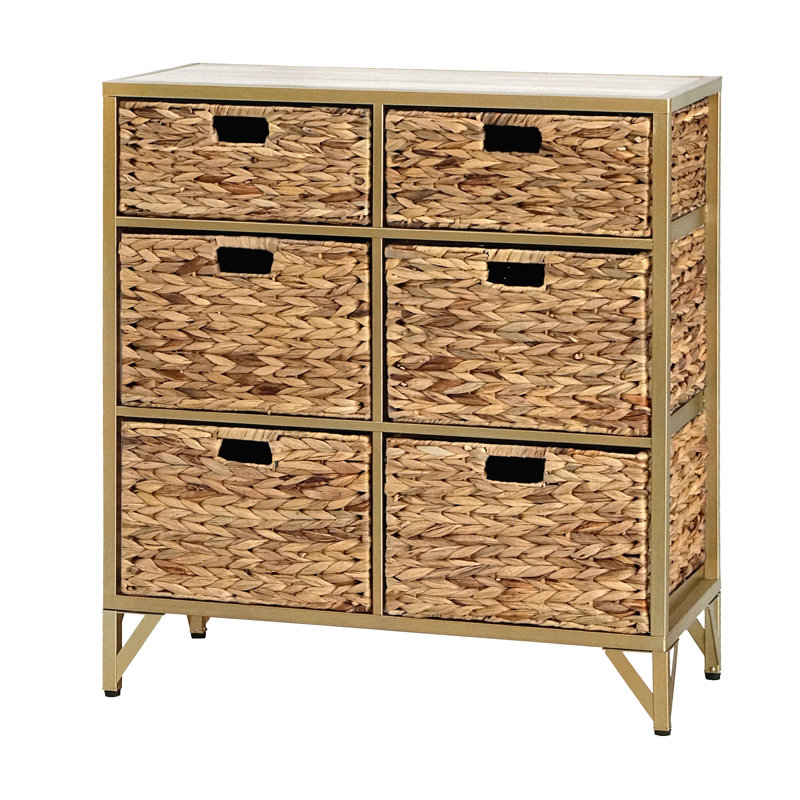 Commode décorative 6 tiroirs Pensacola, Naturel