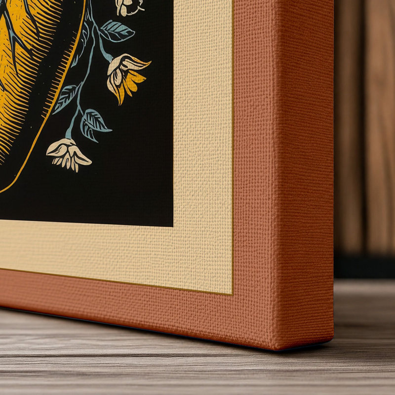 Golden Heart in Bloom Botanical - Wrapped Canvas, 24x16 - 61.0 x 40.6 cm, Terracotta Border