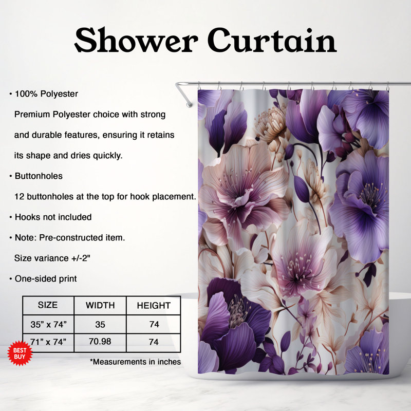 Rideau de douche Violet Magic - Premium, H 74 po x l 71 po