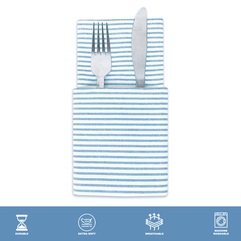 Allar Striped Square Napkin, Sky Blue/White