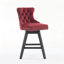 Tabourets de bar pivotants en velours avec décoration capitonnée à boutons et pieds en bois, garniture cloutée chromée, chaises de bar style loisirs, tabourets de bar, ensemble de 2-119345213