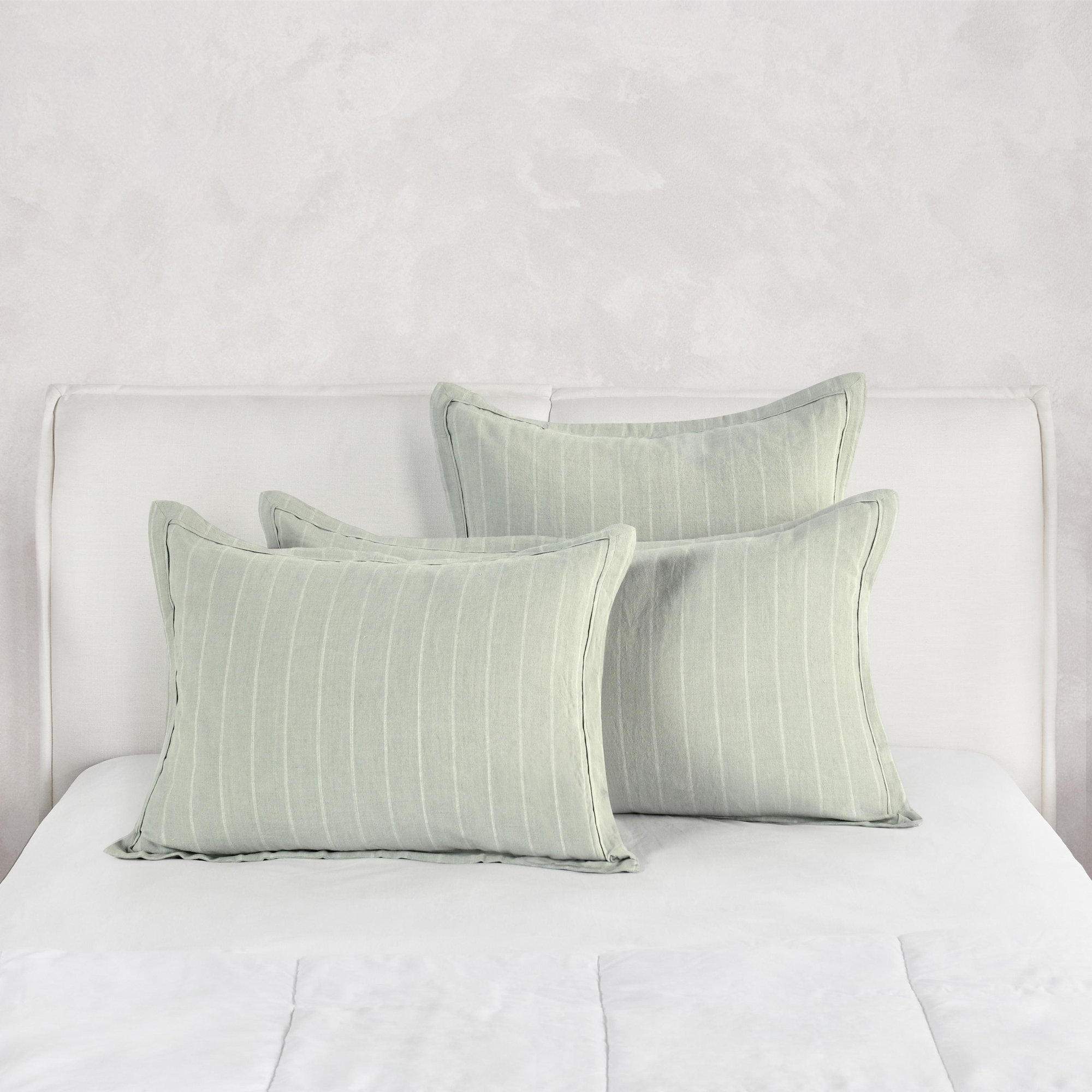 Keegan Belgian Flax Linen Sham Set, Sage Green, Euro