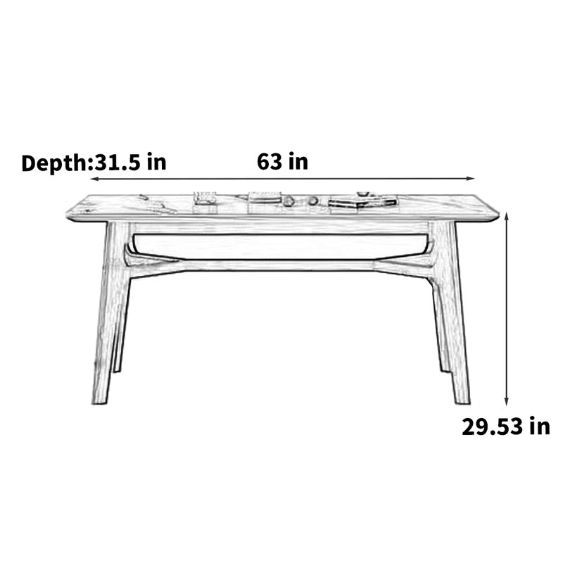 Simple petite table de salle à manger japonaise, H 29,53 po x L 63 po x l 31,5 po