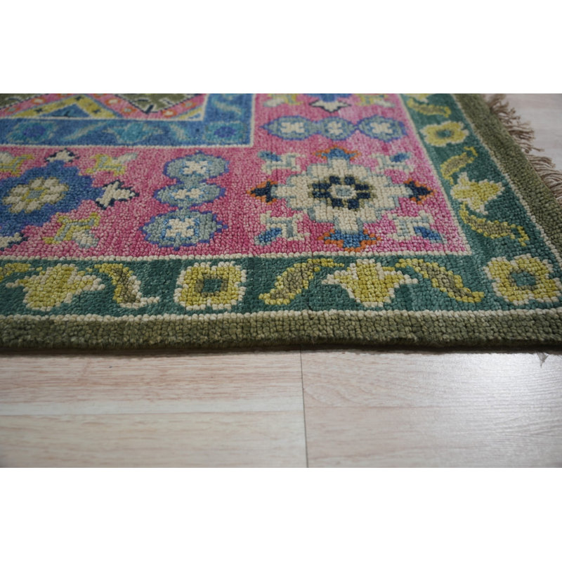 Green Hand-Knotted Wool Verdant Medallions Classic Traditional Modern Contemporary Carpet Rug, Rectangle 8' x 10', Dark Green