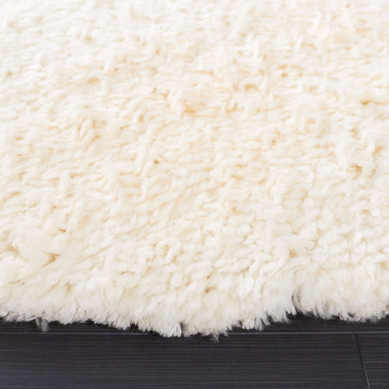 Tapis ivoire en laine / coton tissé à la main Crispo, Rond 6 pi