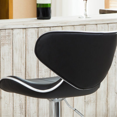 2 en noir - réglable, base, siège en similicuir avec mousse souple, pivotant à 360 degrés, pour pivoter plusieurs pièces avec base en mousse pivotante en métal pour le salon, le bar, le bureau, l'extérieur