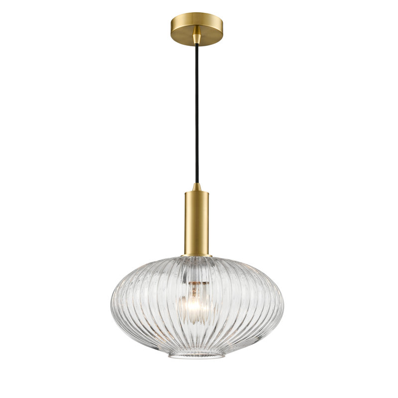 Aljandro 1 - Light Single Pendant, 17.6cm H x 12cm W x 12cm D, White, Satin Brass