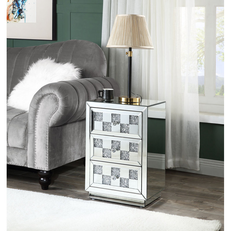 Mirrored And Faux Diamonds Accent Table