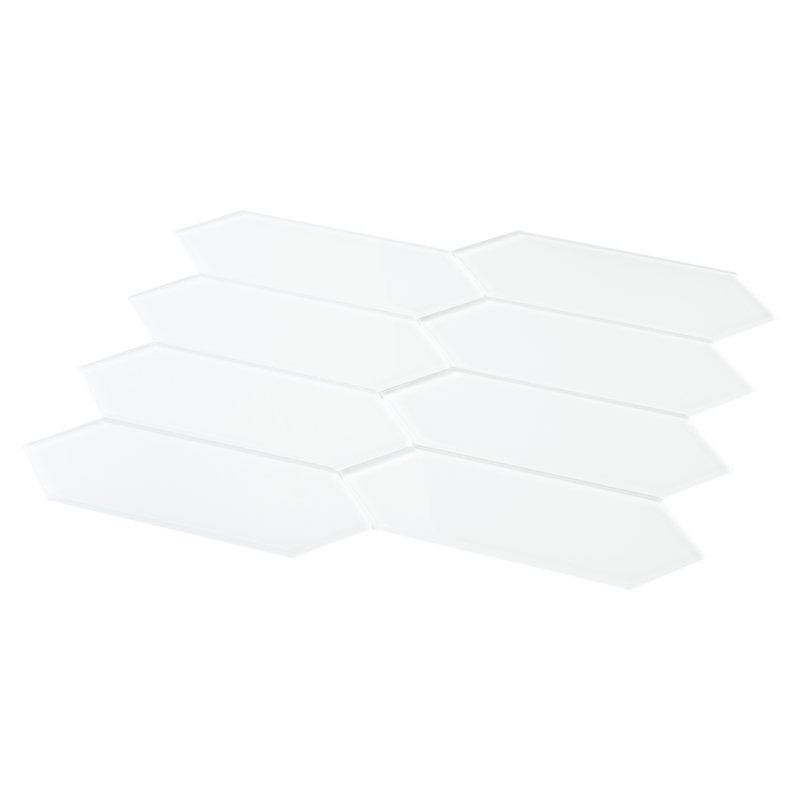 3"x9" Glass Picket Subway Wall Tile, Bright White