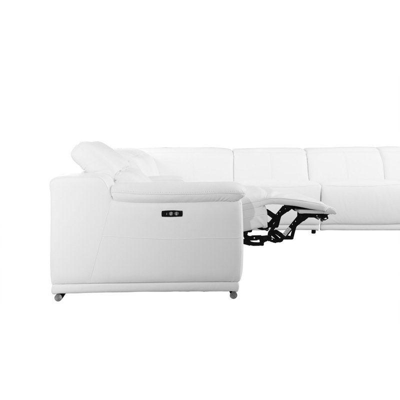 Logan Modern Sectional With Recliner, White