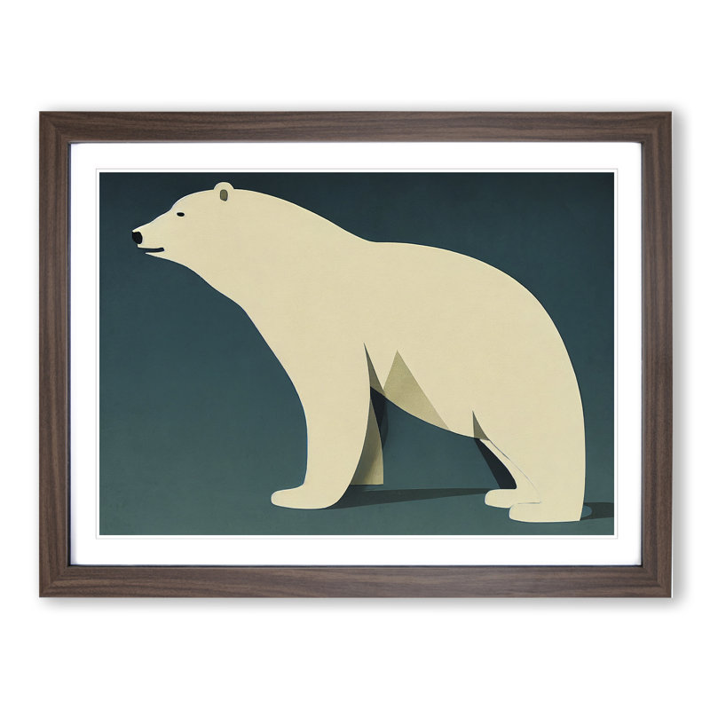 Intriguing Polar Bear Abstract - Framed Print, 46cm H x 64cm W x 2cm D, Walnut