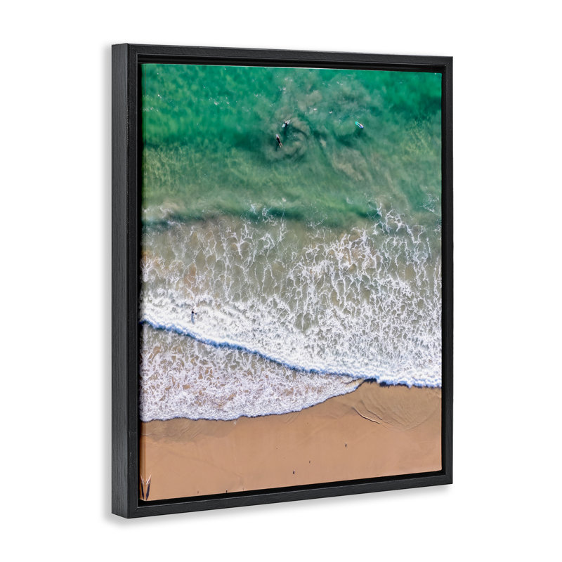 Cadre flottant Crisscross Shore Waves, design par Jeff Poe, Cadre flottant noir de jais, H 21 po x l 17 po