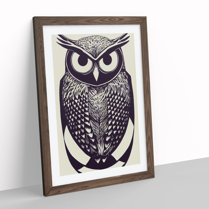 Fabulous Owl Abstract - Single Picture Frame Print, 46cm H x 34cm W x 2cm D, Walnut
