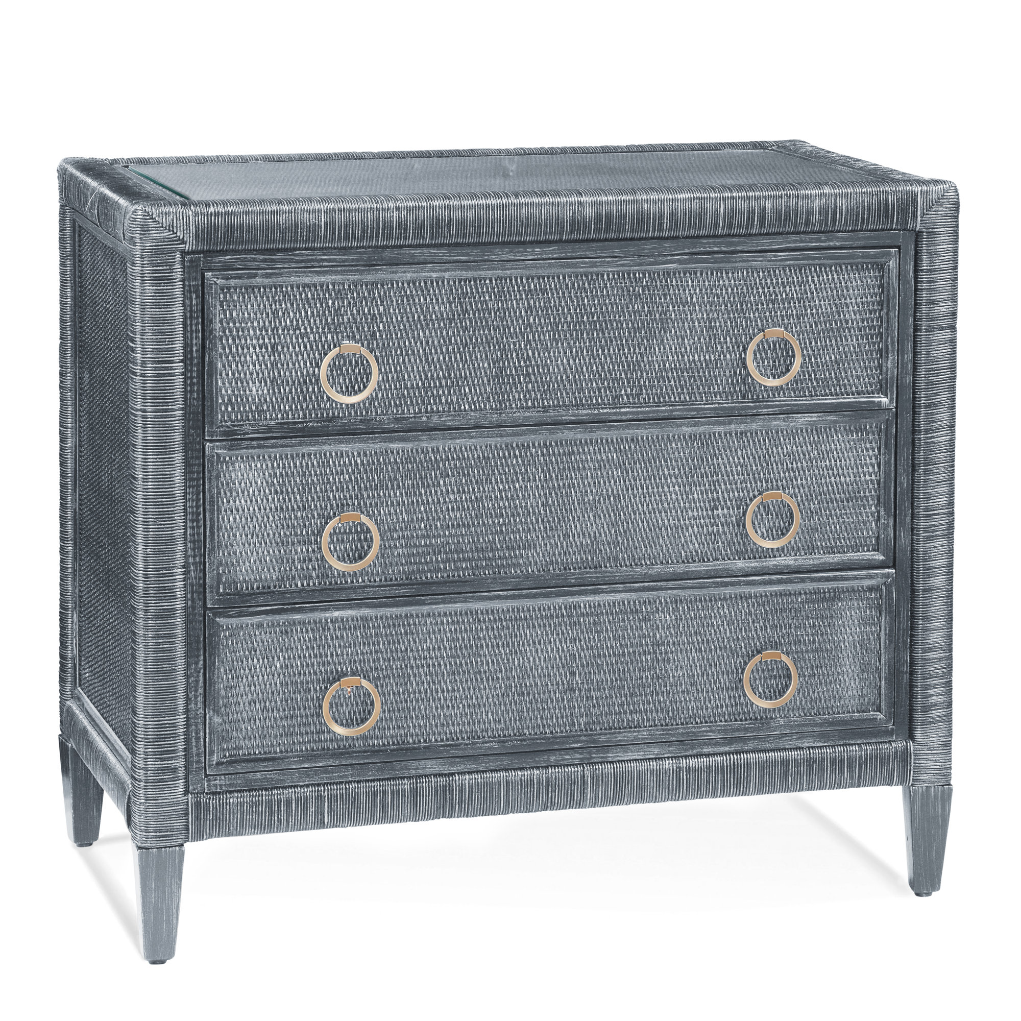 Warwick 3-Drawer Wicker Chest, Nickel, Satin Nickel